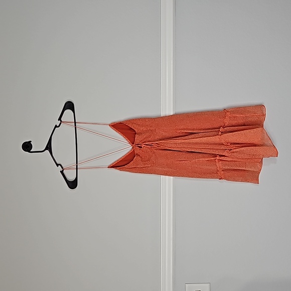 Abercrombie & Fitch Corset Tie Back Dress Orange White M - Picture 5 of 16